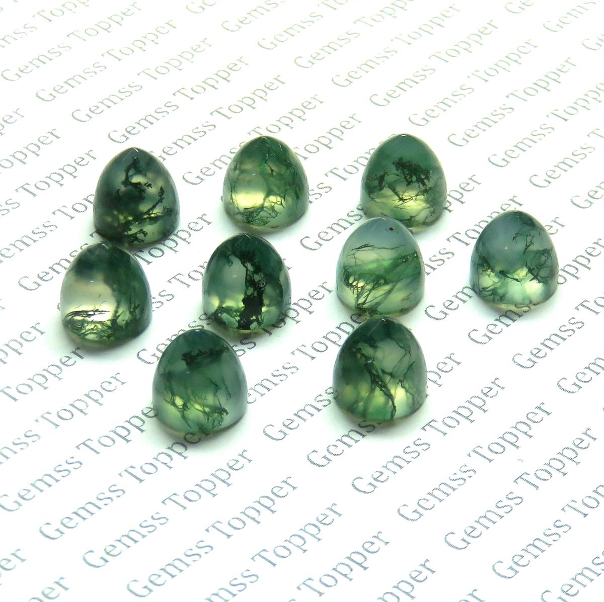 Moss Agate 10x10 mm Bullet Cabochon